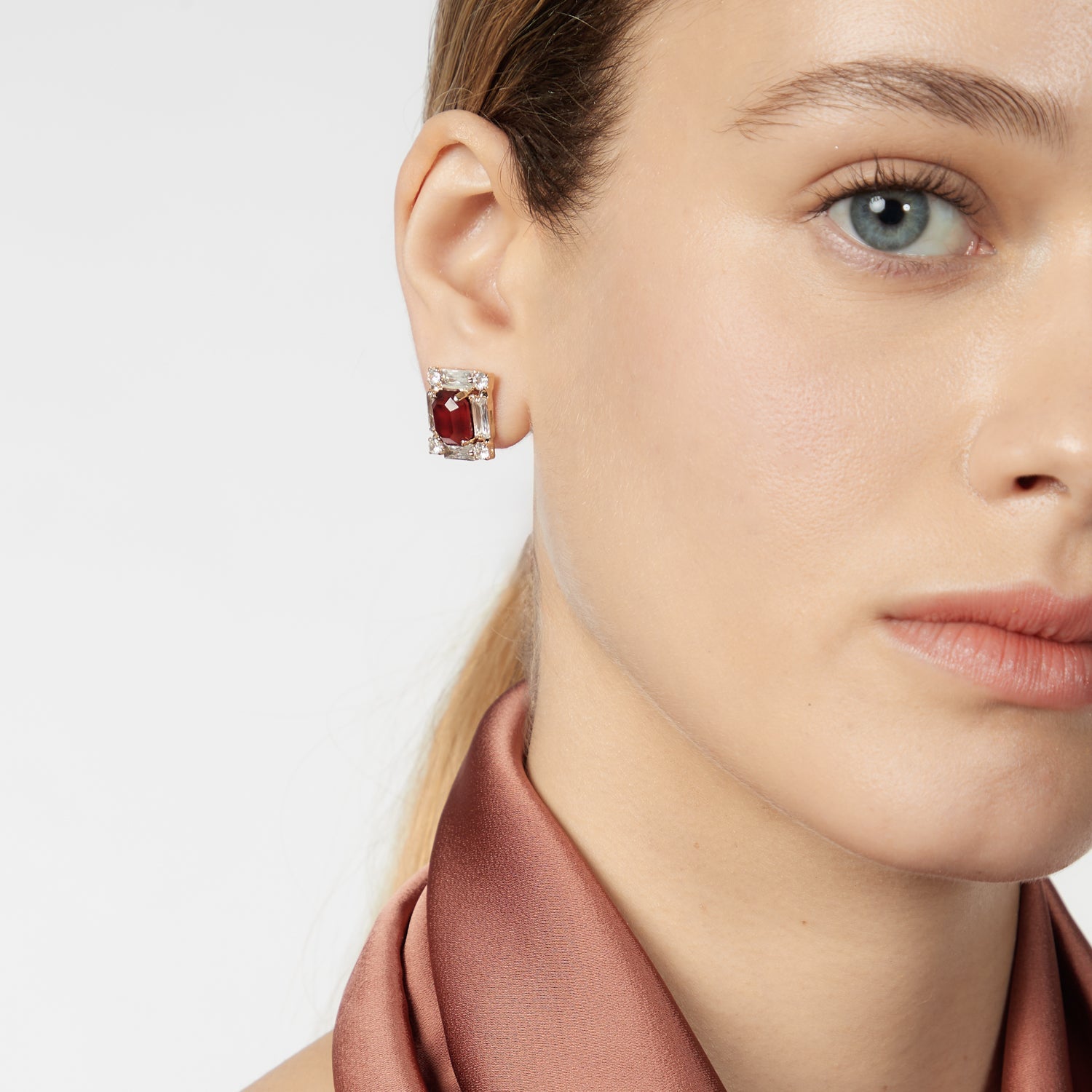 Geometric earrings Semira - Red - Sodini Bijoux