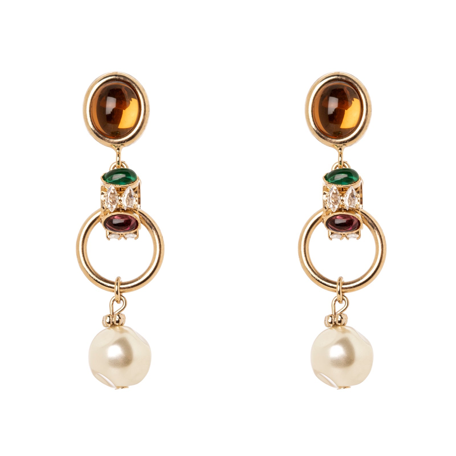 Orecchini cabochon, cerchietto e perla Mylitta - Bordeaux - Sodini Bijoux
