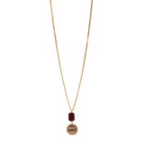 Long groumette necklace and two elements pendant Malena - Red - Sodini Bijoux