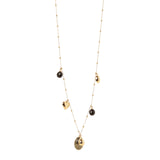 Long necklace spheres and oval pendant Malena - Black - Sodini Bijoux