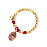 Bracciale elastico boule e pendente ovale Malena - Rosso - Sodini Bijoux