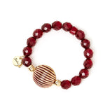 Boules and charm elastic bracelet Malena - Red - Sodini Bijoux