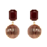 Octagonal and half-sphere earrings Malena - Red - Sodini Bijoux
