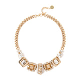 Large charms choker Babilonia - Gold and white - Sodini Bijoux
