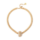 Hoop charm choker Babilonia - Gold and white - Sodini Bijoux