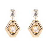 Orecchini cristallo e pendente esagonale Babilonia - Oro e bianco - Sodini Bijoux