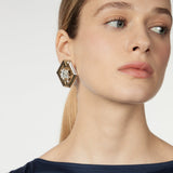 Orecchini esagonali Babilonia - Oro e bianco - Sodini Bijoux