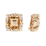 Square earrings Babilonia - Gold and white - Sodini Bijoux