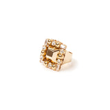 Square ring Babilonia - Gold and white - Sodini Bijoux
