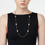 Collana lunga catena e perle incatenate Kelly - Bianco - Sodini Bijoux
