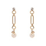 Orecchini strass, catena e perla Kelly - Bianco - Sodini Bijoux