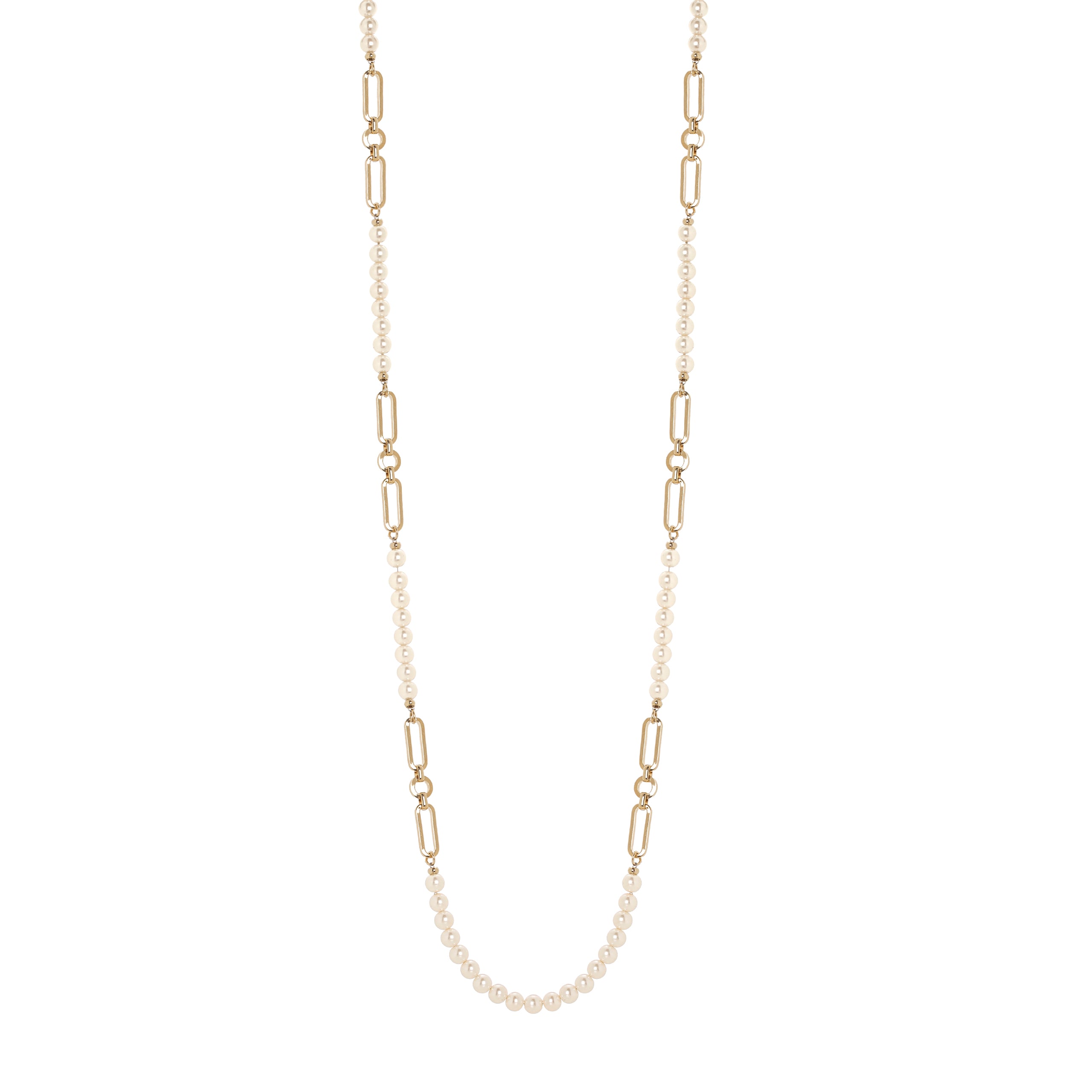 Collana lunga catena e perle Kelly - Bianco - Sodini Bijoux