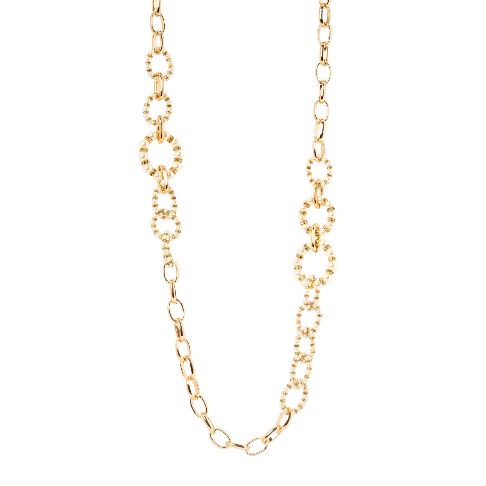 Collana lunga catena e cerchi Drusilla - Bianco - Sodini Bijoux