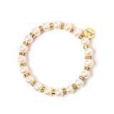 Bracciale elastico perle e anellini Drusilla - Bianco - Sodini Bijoux