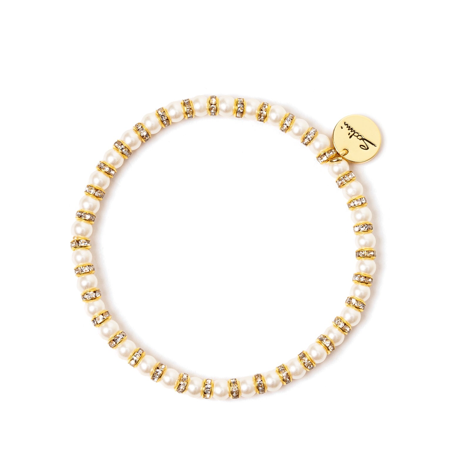 Bracciale elastico piccole perle e anellini Drusilla - Bianco - Sodini Bijoux