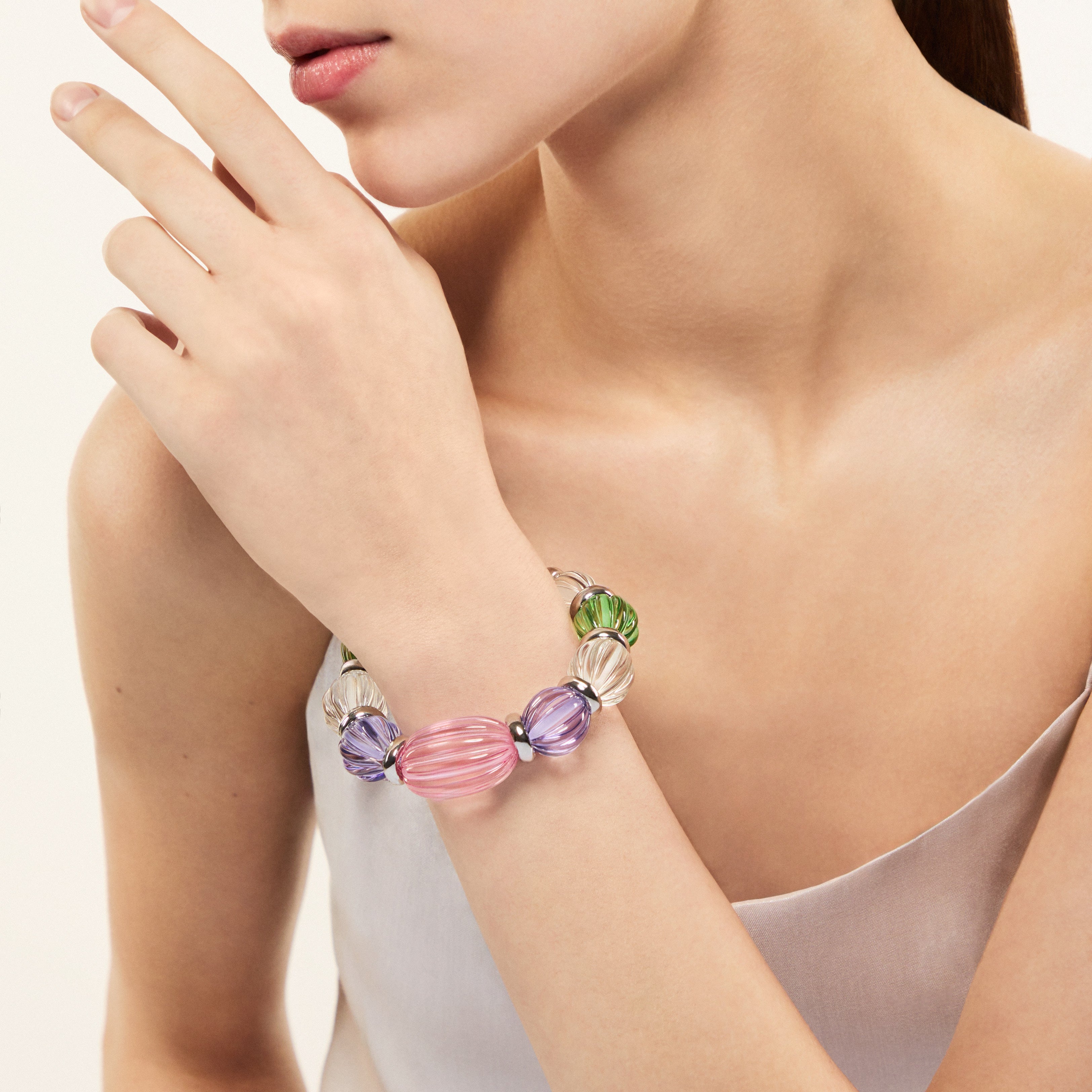 Bracciale elastico boule e ovoide Plissè - Rosa - Sodini Bijoux