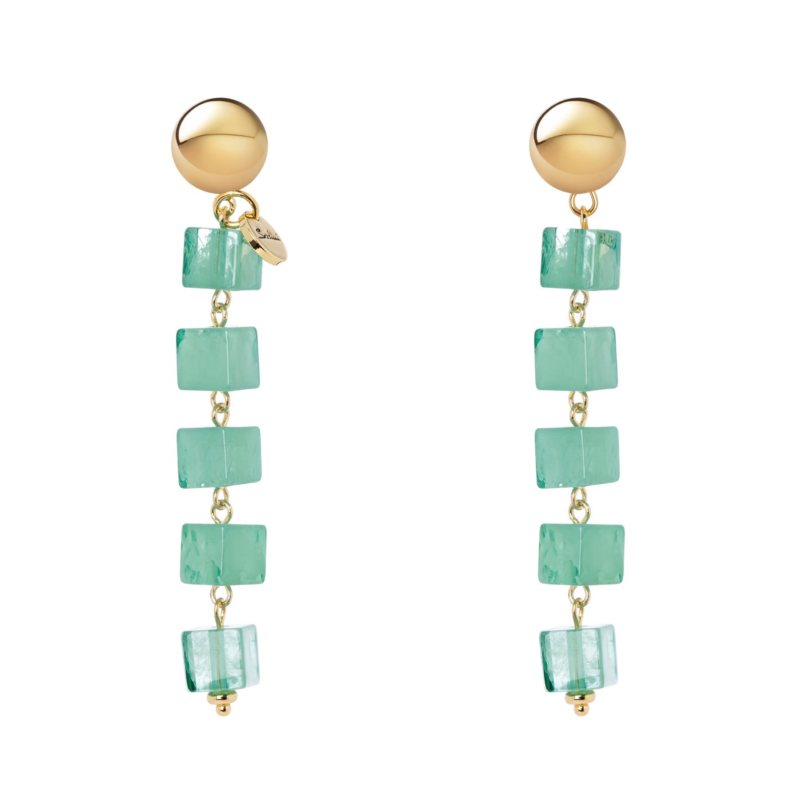 Earrings with cubes pendant Kaaba - Turquoise - Sodini Bijoux