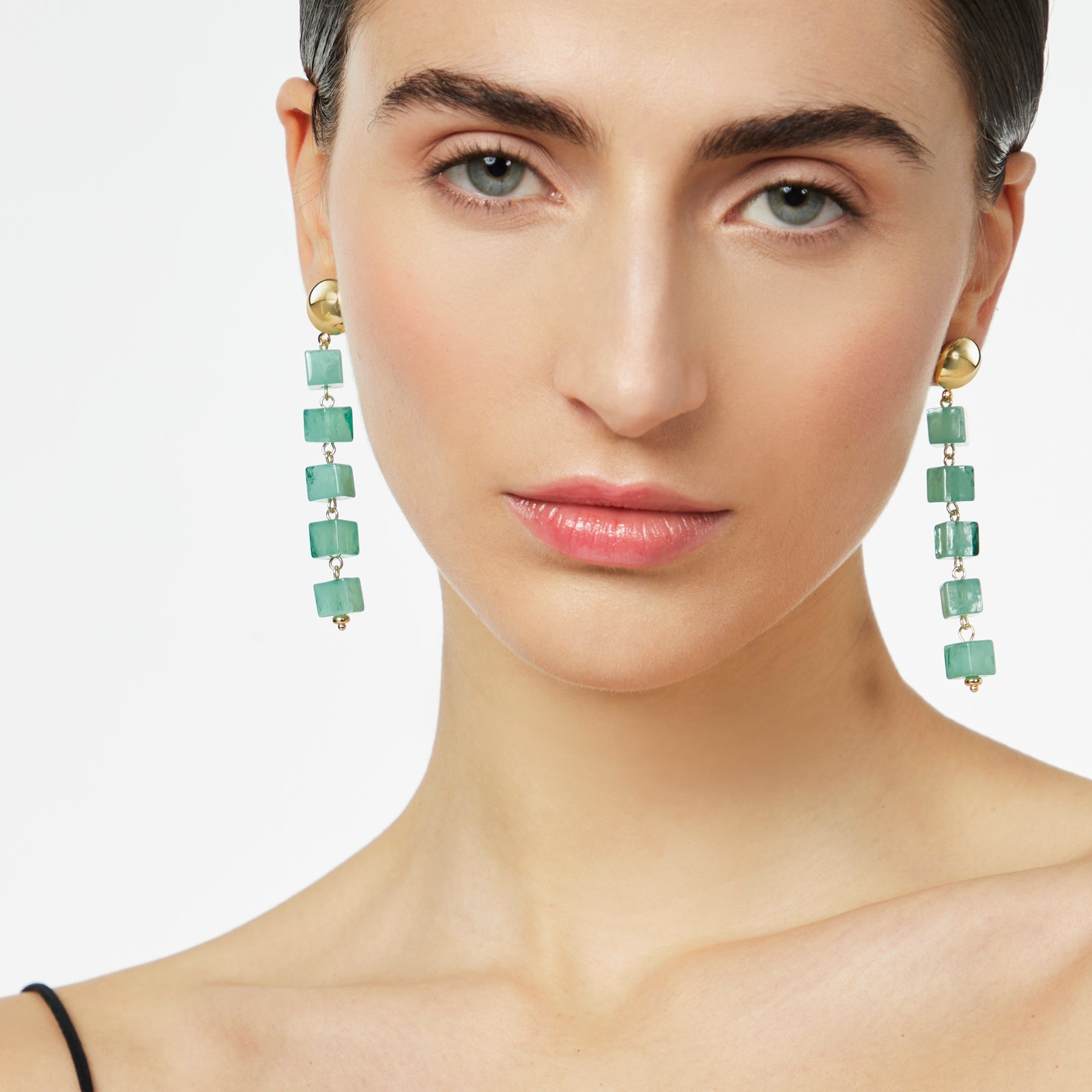 Earrings with cubes pendant Kaaba - Turquoise - Sodini Bijoux