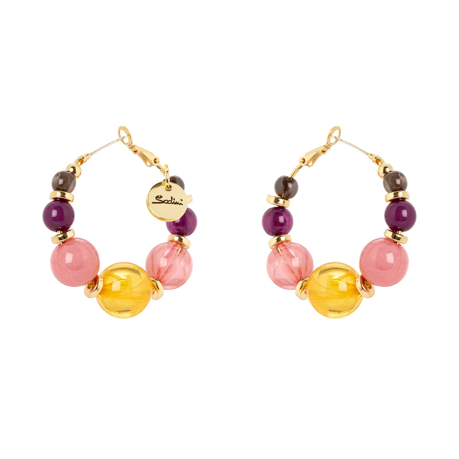 Orecchini cerchio e sfere Ester - Multicolor - Sodini Bijoux