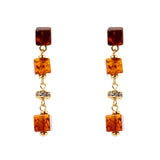 Orecchini a tre elementi cubici Yaba - Marrone - Sodini Bijoux