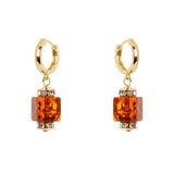 Orecchini a cerchio ed elemento cubico Yaba - Marrone - Sodini Bijoux