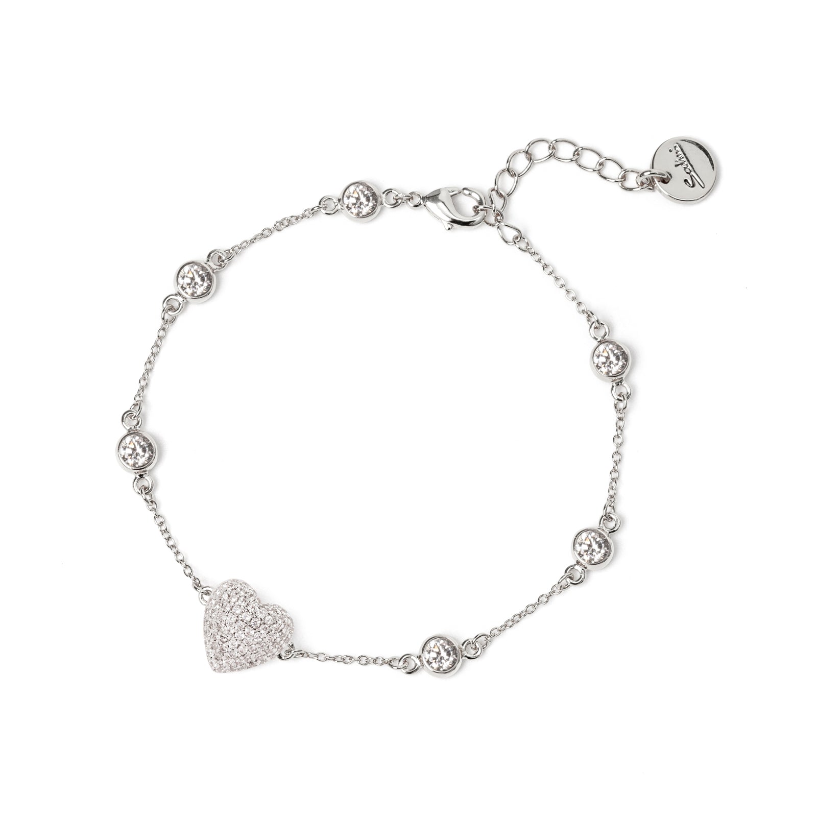 Chain and heart bracelet Petit Pavè - White - Sodini Bijoux