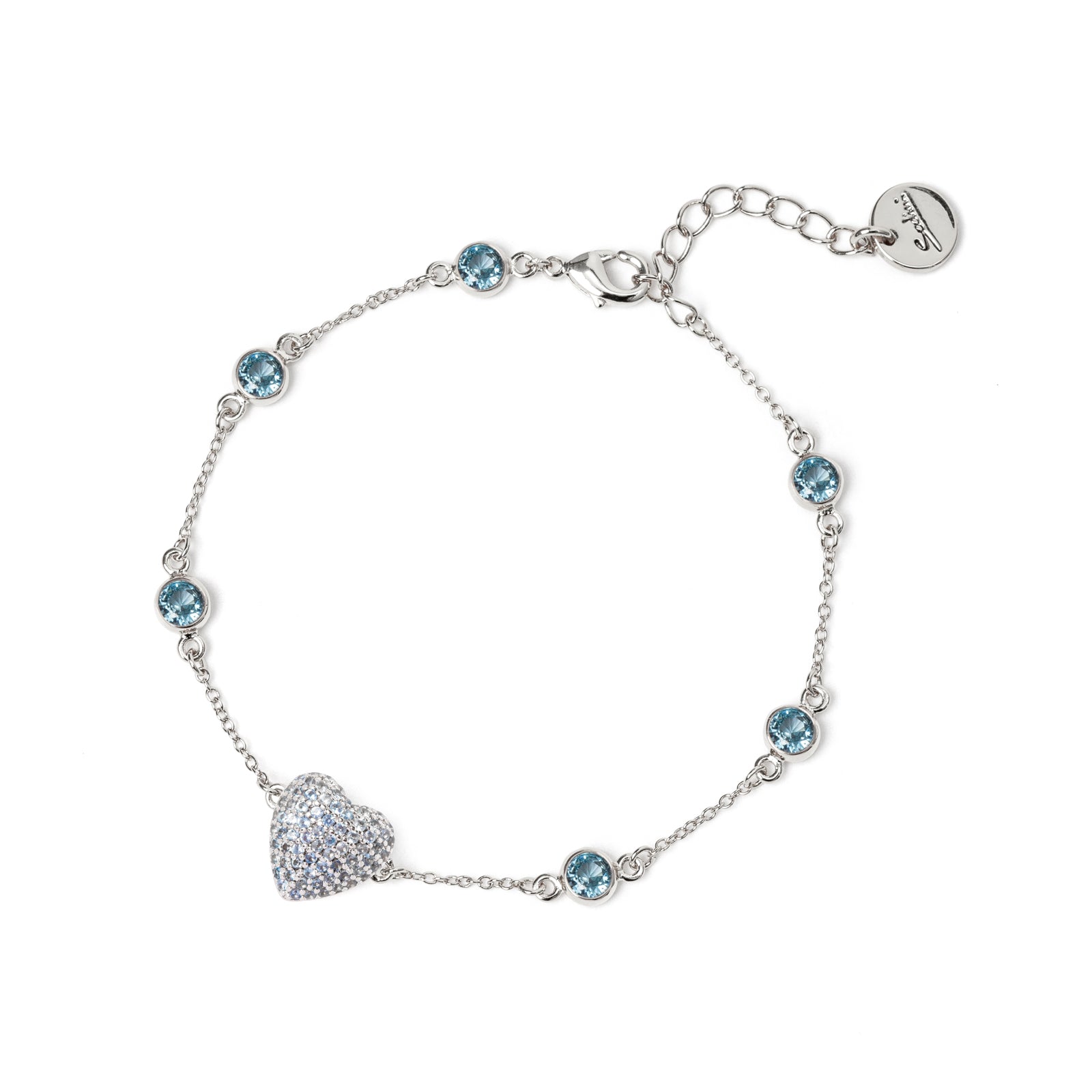 Chain and heart bracelet Petit Pavè - Blue - Sodini Bijoux