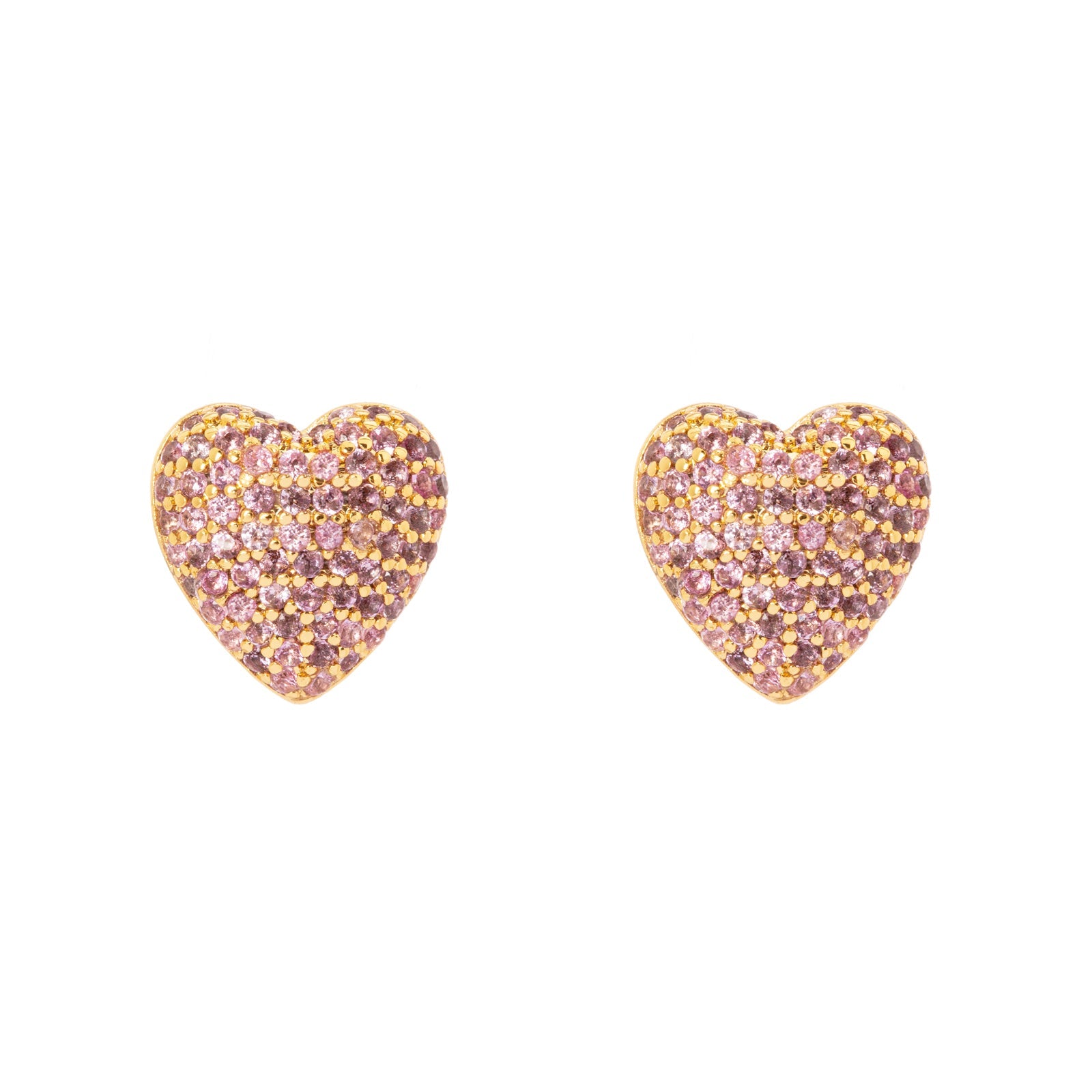Heart shaped earrings Petit Pavè - Pink - Sodini Bijoux