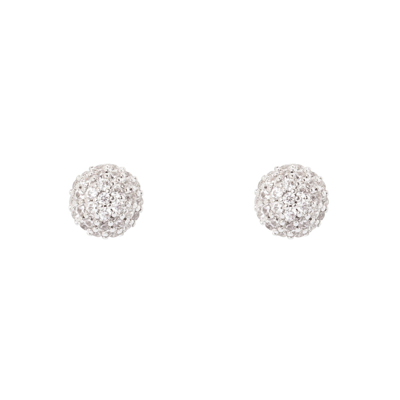 Half sphere earrings Petit Pavè - White - Sodini Bijoux
