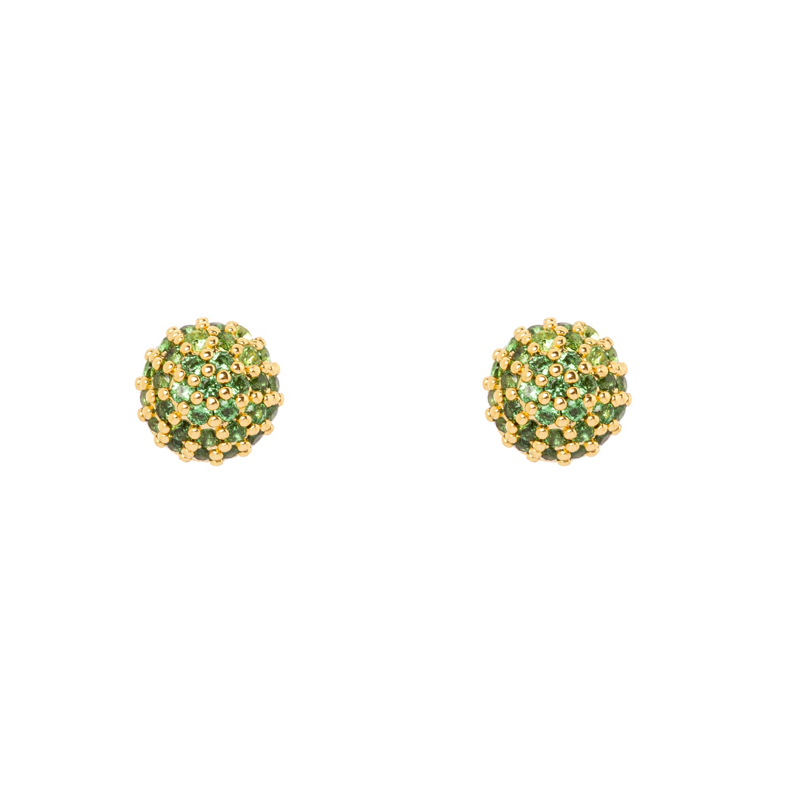 Half sphere earrings Petit Pavè - Green - Sodini Bijoux