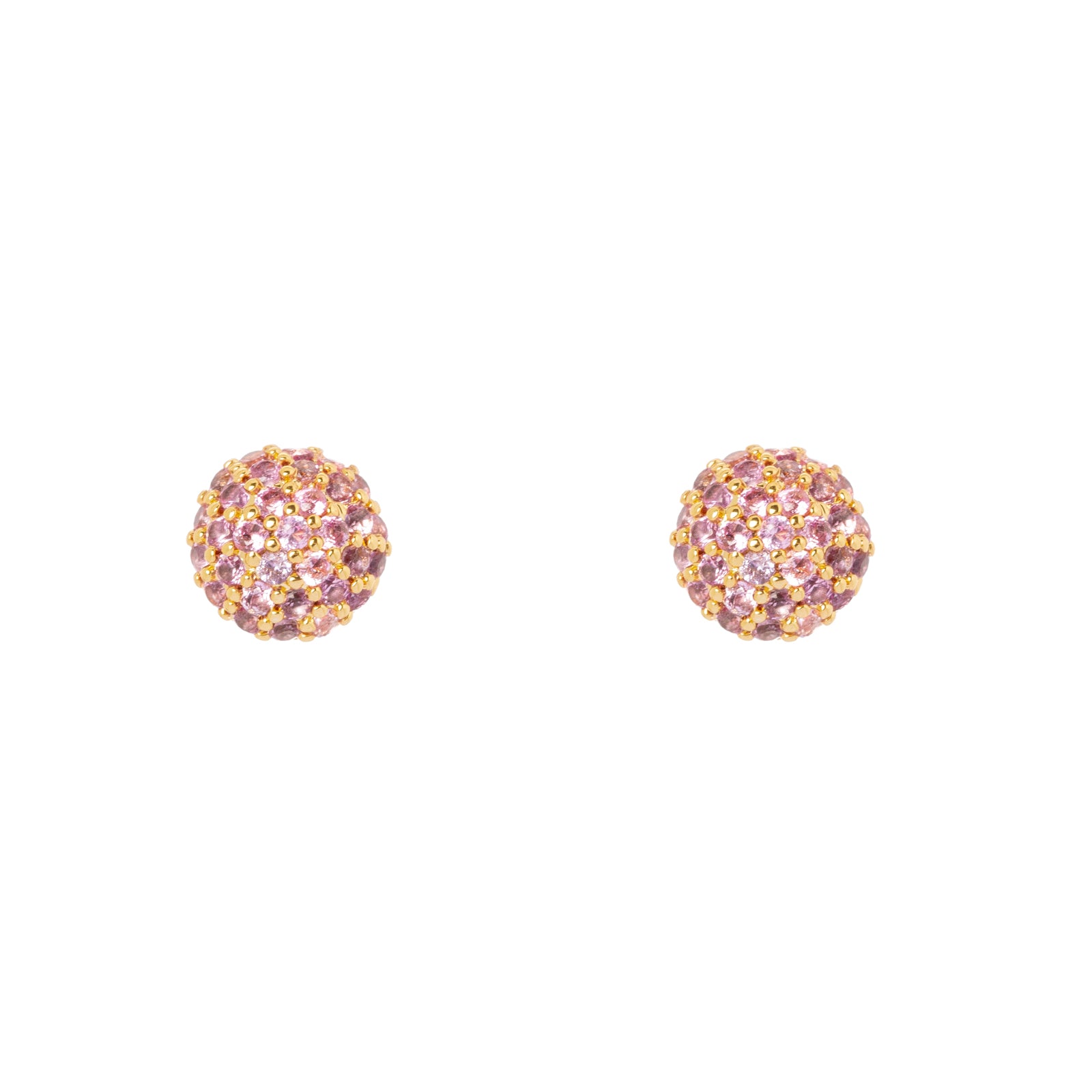 Half sphere earrings Petit Pavè - Pink - Sodini Bijoux