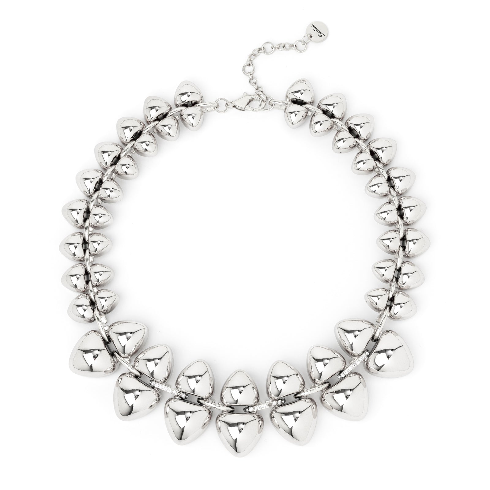 Short necklace with two sized metal gems Cocoon - Silver - Sodini Bijoux