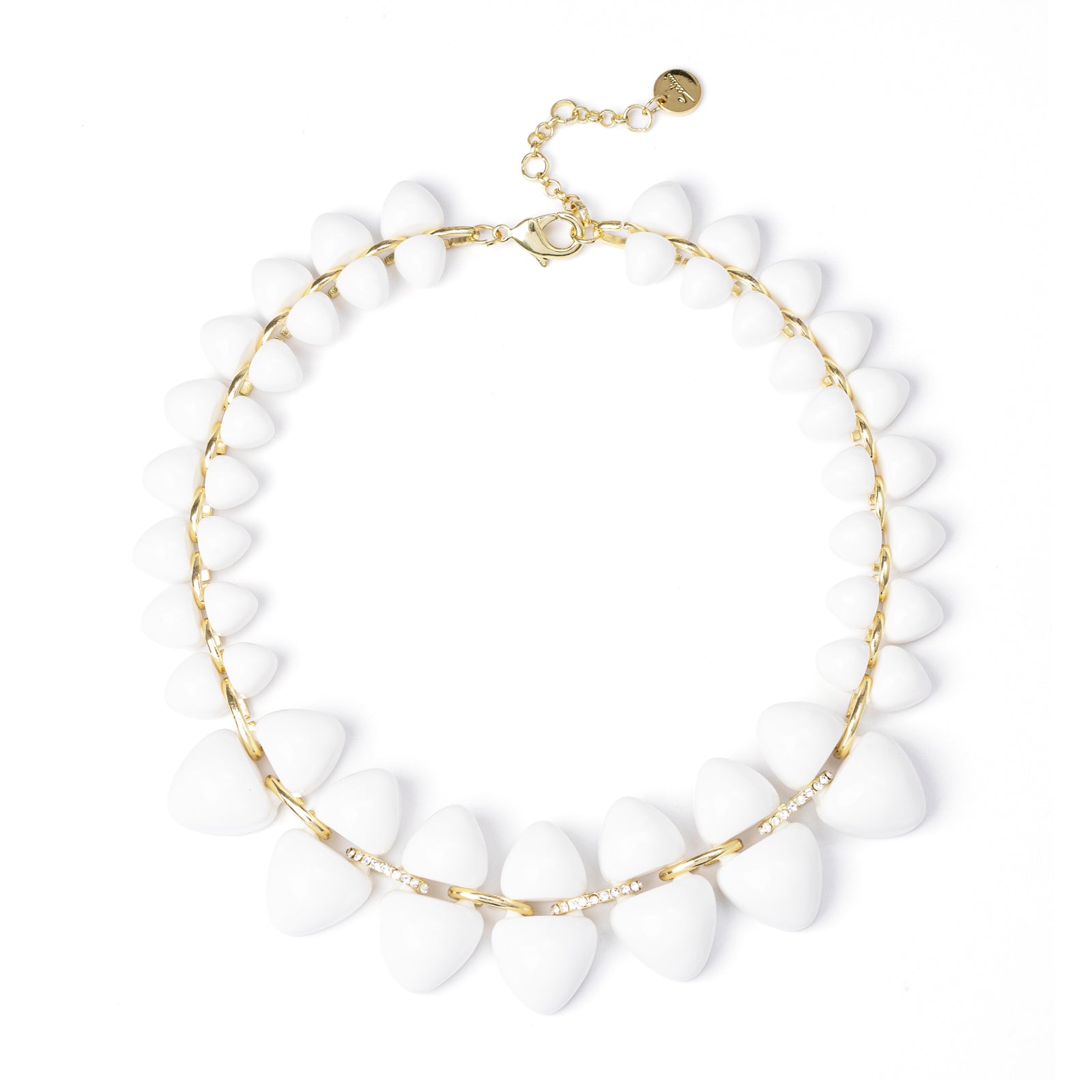 Short necklace with two-dimensional Cocoon gems - White - Sodini Bijoux
