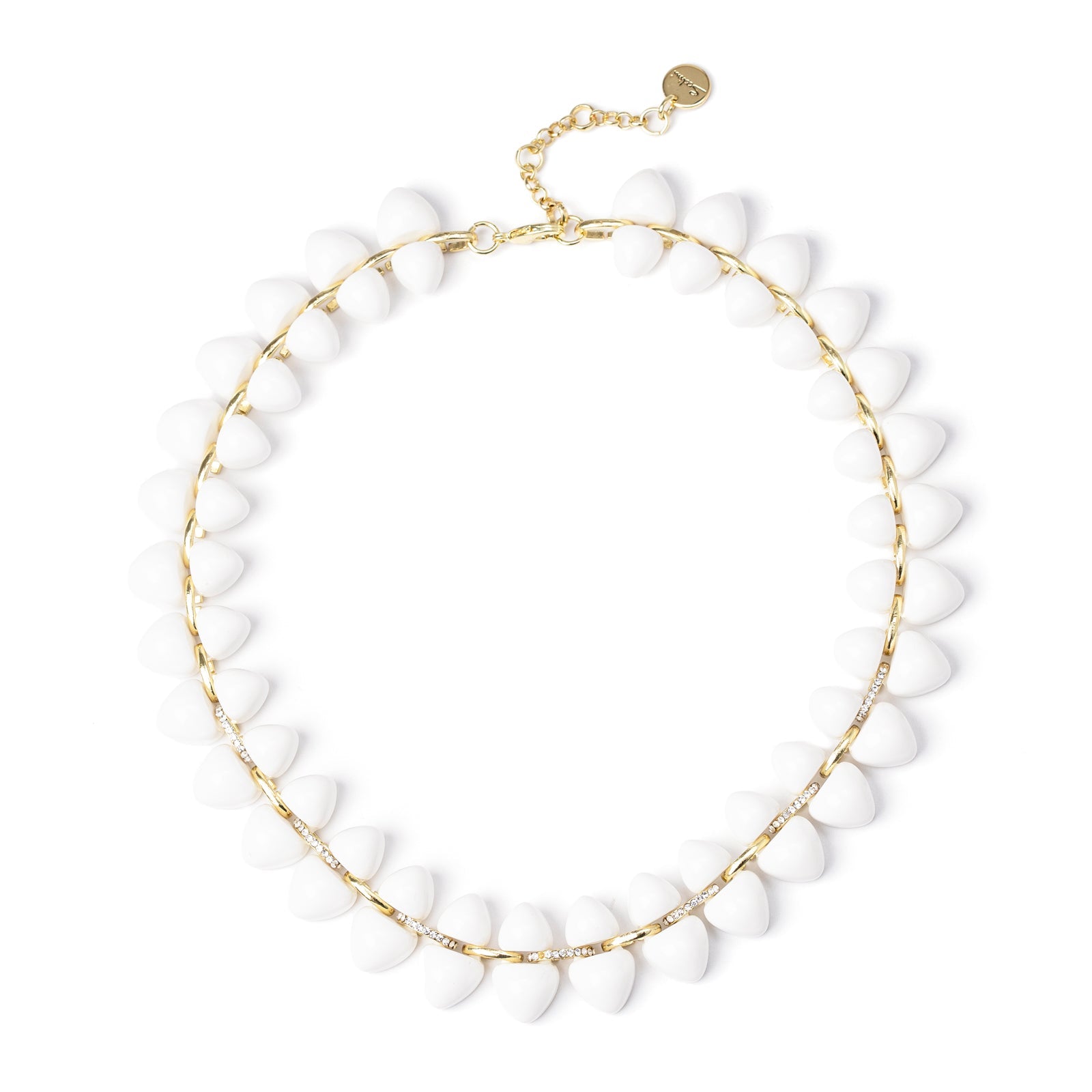 Short necklace with double Cocoon strand - White - Sodini Bijoux