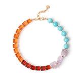 Girocollo Jane Turchese, Ametista, Rosso e Arancio - Multicolor - Sodini Bijoux
