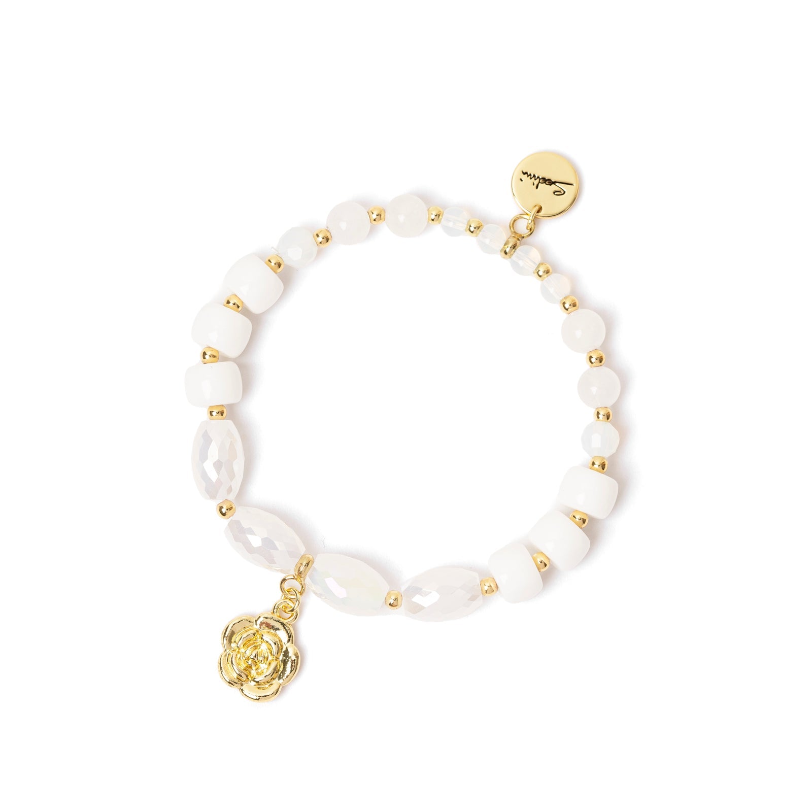 Bracciale elastico sfere e rosellina Summer Bouquet - Bianco - Sodini Bijoux
