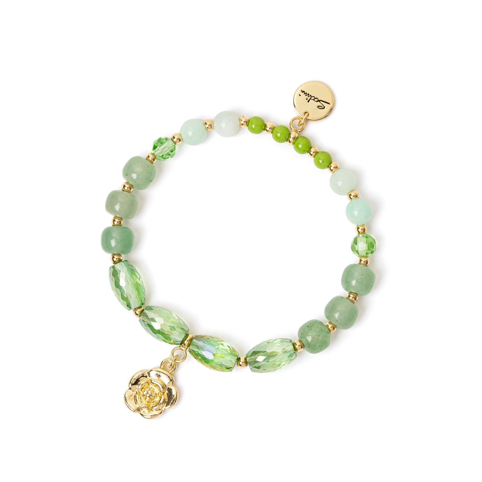 Bracciale elastico sfere e rosellina Summer Bouquet - Verde chiaro - Sodini Bijoux