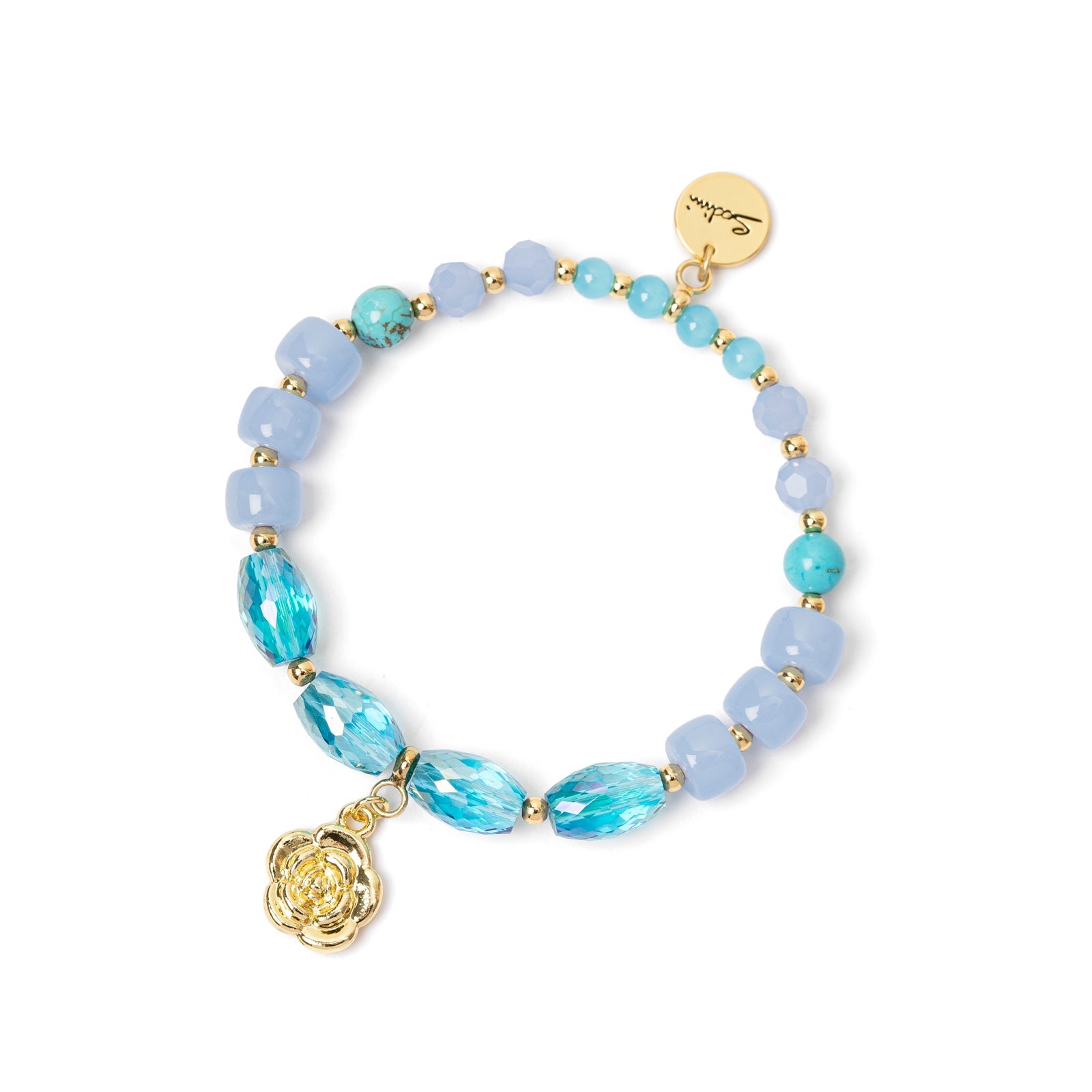 Bracciale elastico sfere e rosellina Summer Bouquet - Blu - Sodini Bijoux