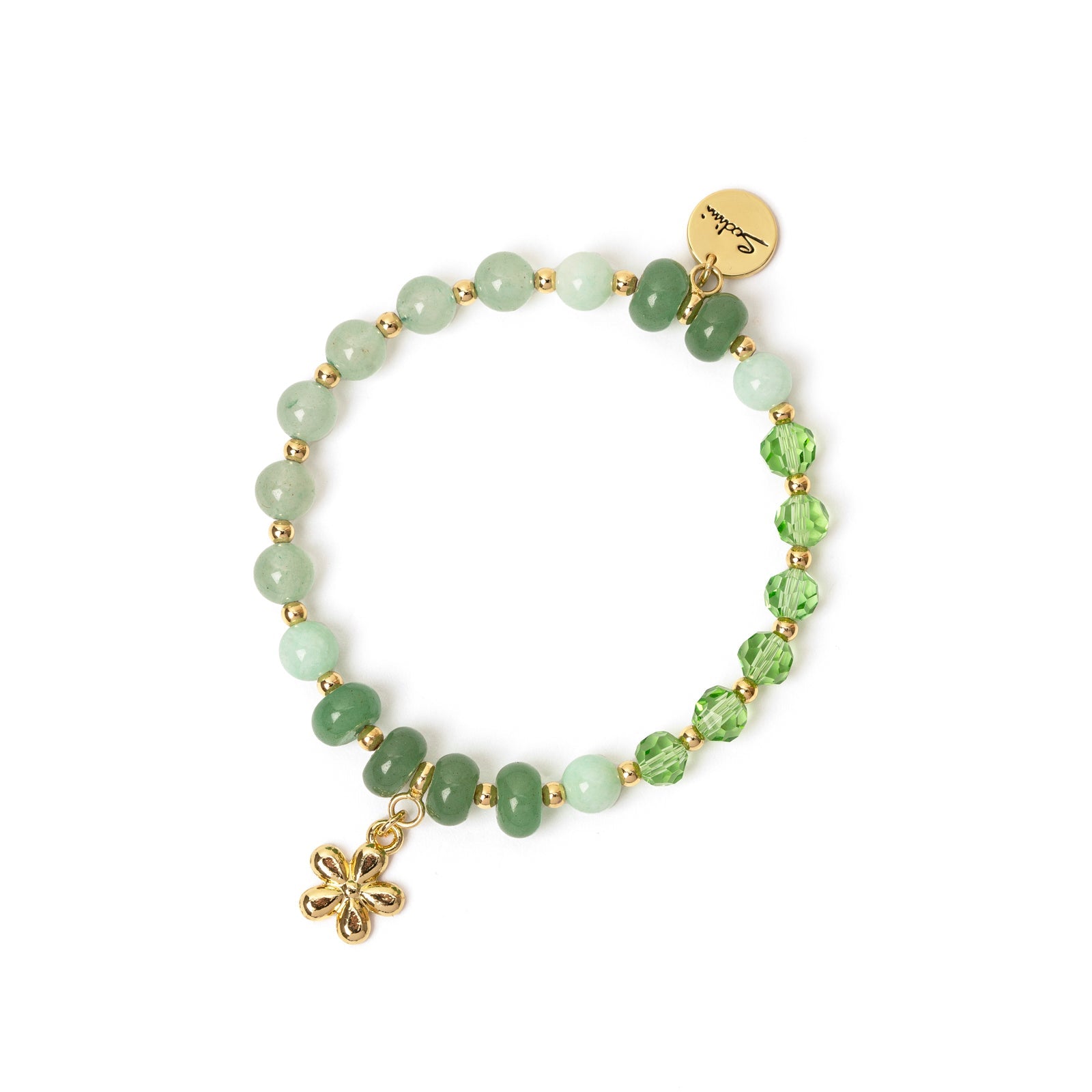 Bracciale elastico sfere, mini-boule e fiorellino Summer Bouquet - Verde chiaro - Sodini Bijoux
