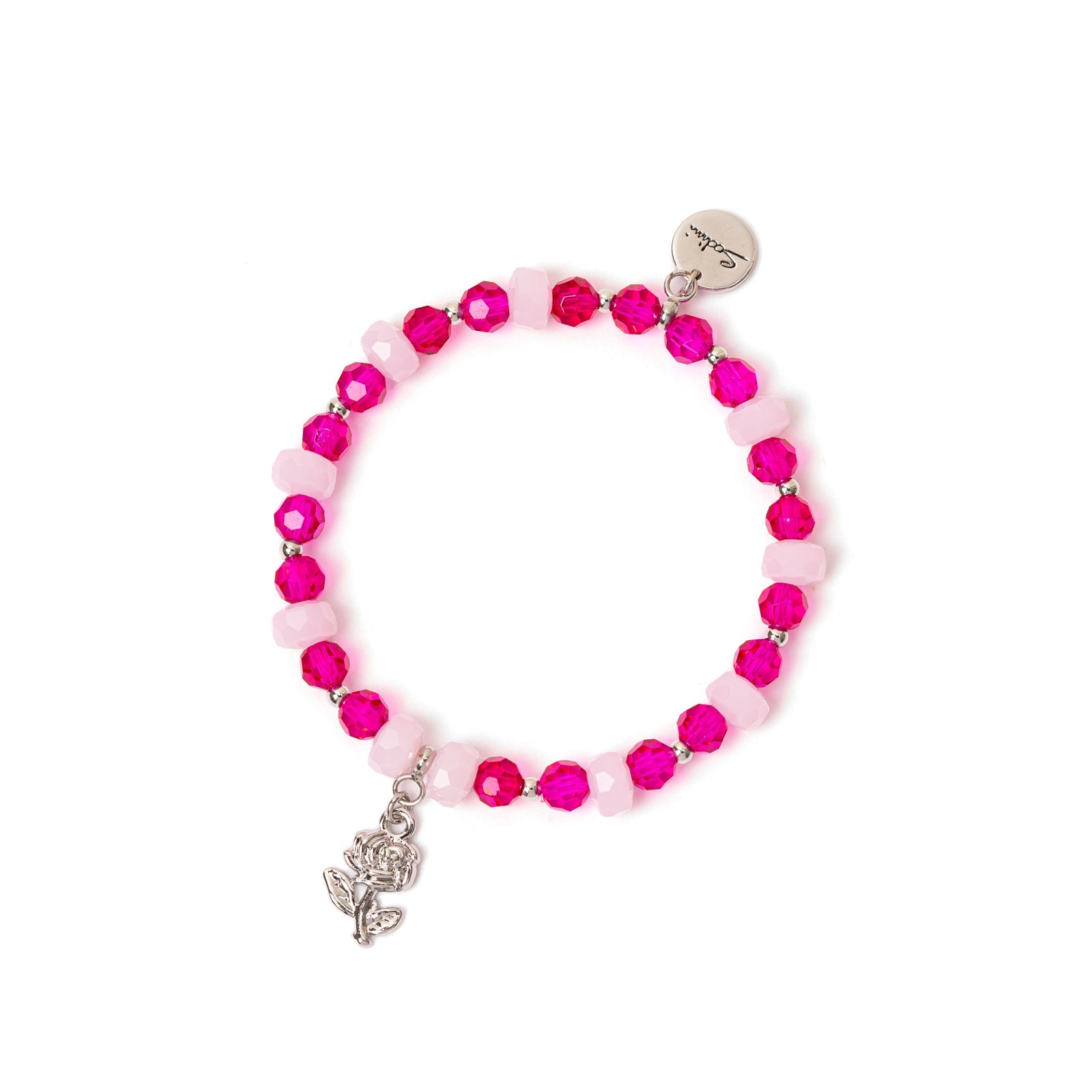 Bracciale elastico sfere, anelli e rosa Summer Bouquet - Rosa - Sodini Bijoux