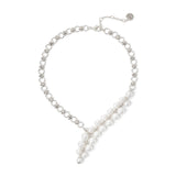 Short necklace with pearls segment Ninive - Silver - Sodini Bijoux