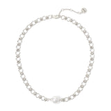 Short chain necklace with pearl Ninive - Silver - Sodini Bijoux