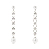 Chain and two pearls earrings Ninive - Silver - Sodini Bijoux