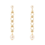 Chain and two pearls earrings Ninive - Gold - Sodini Bijoux
