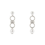 Two hoops and two pearls earrings Ninive - Silver - Sodini Bijoux