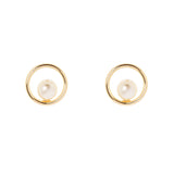 Pearl in hoop earrings Ninive - Gold - Sodini Bijoux