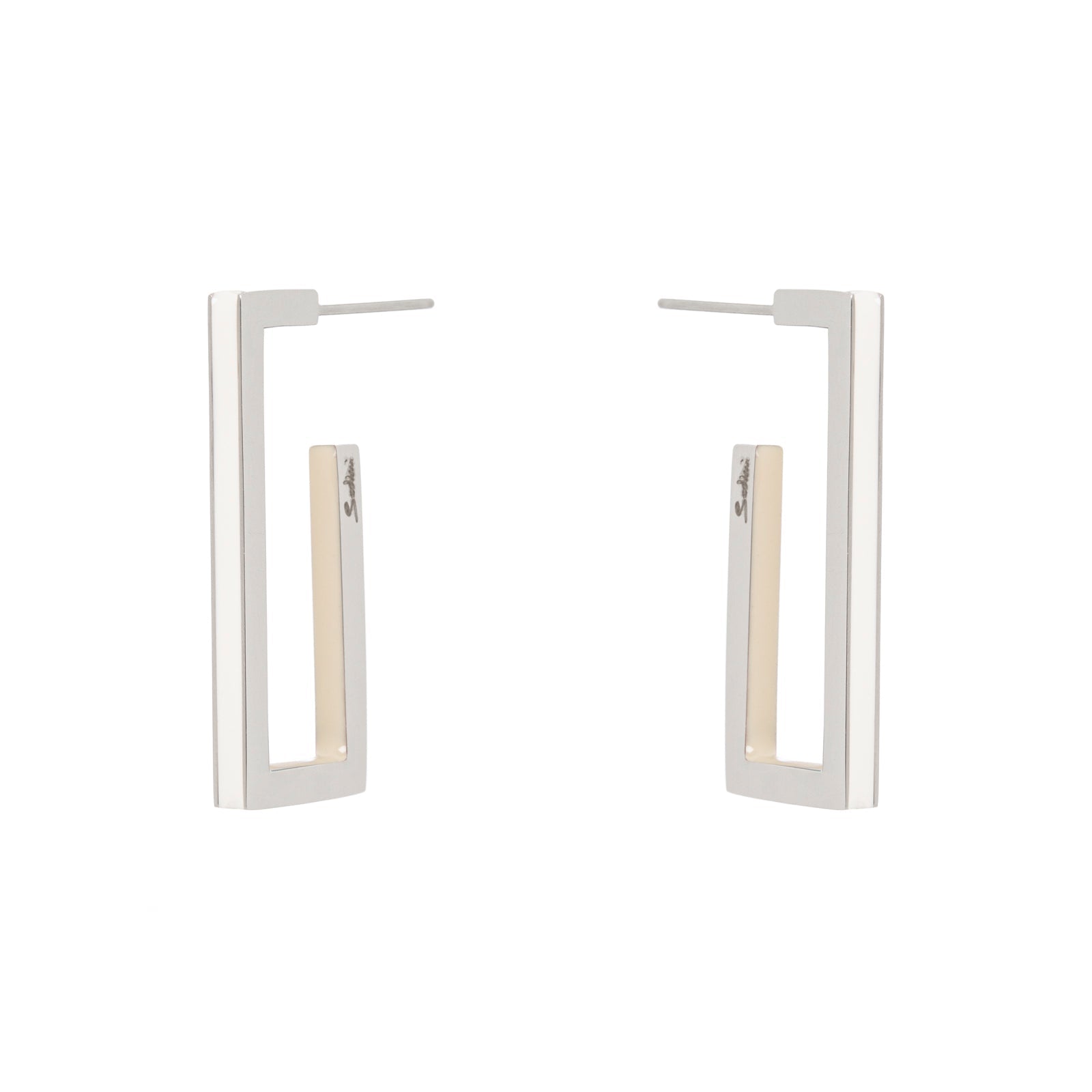 Orecchini a cerchio geometrico Candy - Bianco e grigio - Sodini Bijoux