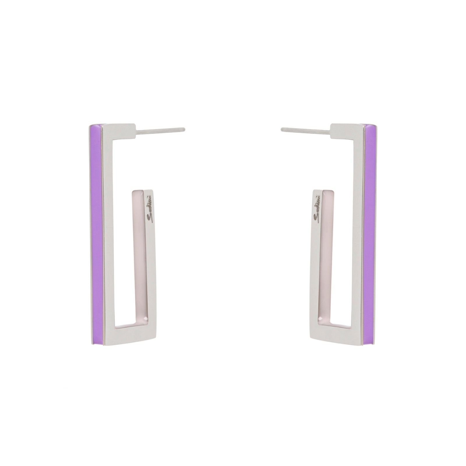 Orecchini a cerchio geometrico Candy - Viola e rosa - Sodini Bijoux