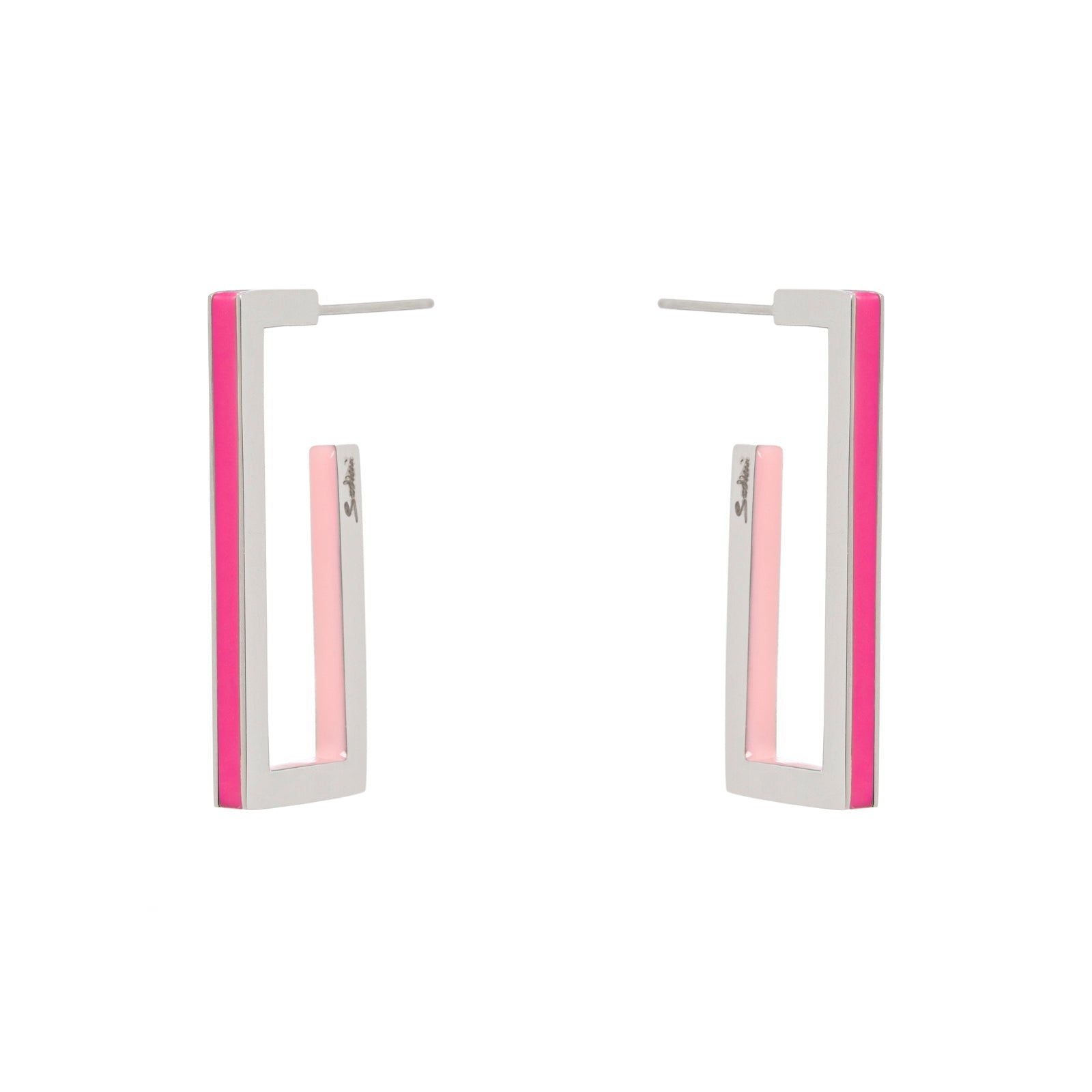 Orecchini a cerchio geometrico Candy - Rosa e fucsia - Sodini Bijoux