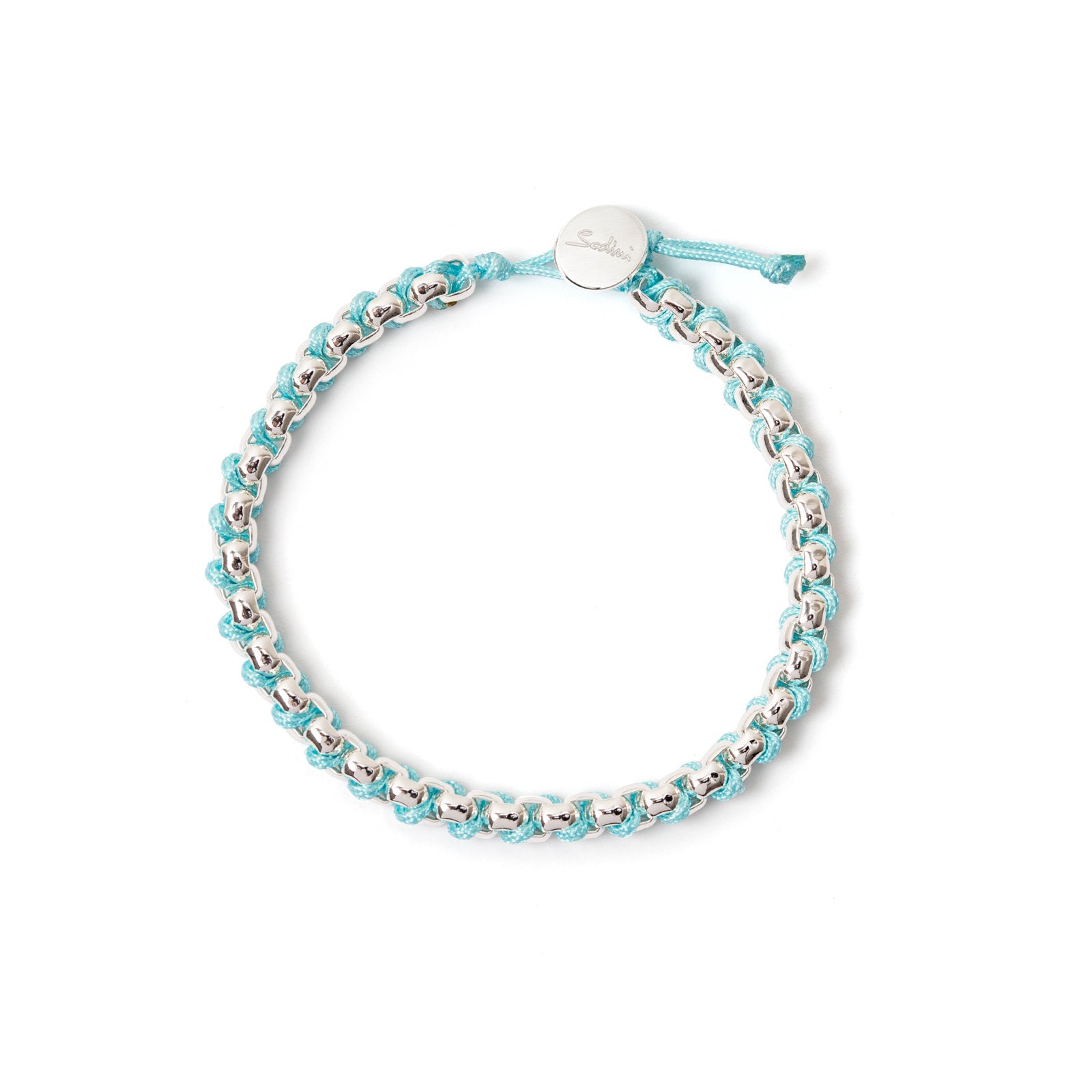 Bracciale catena e cordino Fusion - Rodio e blu - Sodini Bijoux